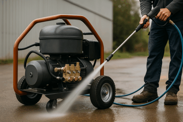 Washing Floor Custom pressure washer gun man washing floor